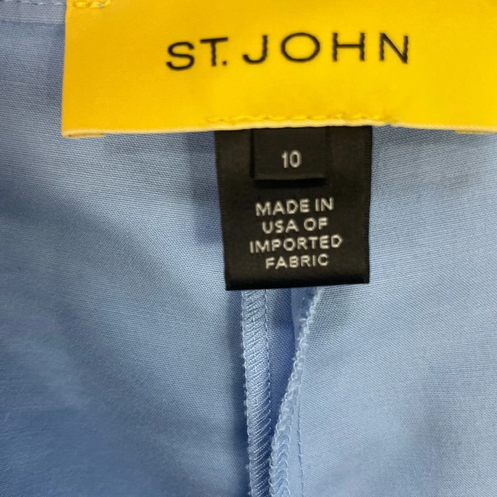 St. John Pants Womens 10 Pastel Blue Cropped Ankle Side Zip Dressy Made in USA
